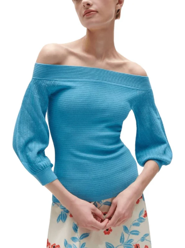 Open - Front Women Sweater for Easy LayeringGloria Sweater In Misty Blue