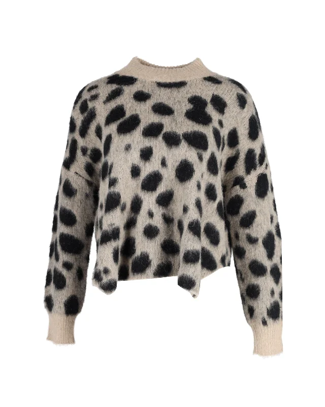 Color - Blocked Women Sweater for a Bold Fashion StatementHugo Boss Fellyna Jacquard Animal Print Sweater in Beige and Black Nylon