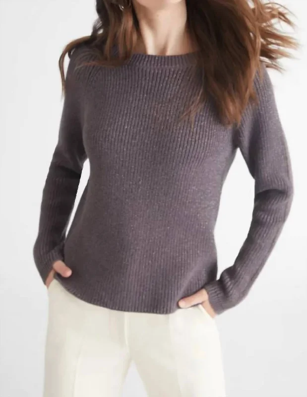 Plus - Size Women Sweater with a Flattering FitJane Metallic Creweneck Sweater In Charcoal