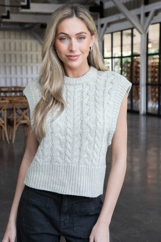 Long - Sleeve Women Sweater with Ribbed CuffsJesabelle Sleeveless Sweater, Sanded Stone | RD Style