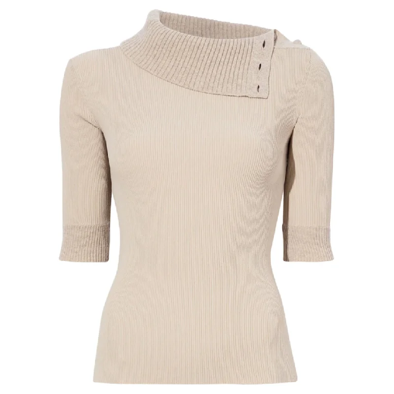 V - Neck Women Sweater to Elongate the NecklineKhaki Daxton Sweater