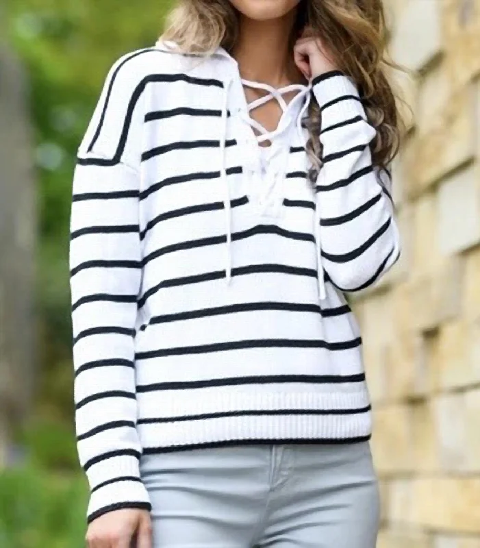 Cashmere Women Sweater with a Luxurious Soft TouchLace Up Sweater In Multi