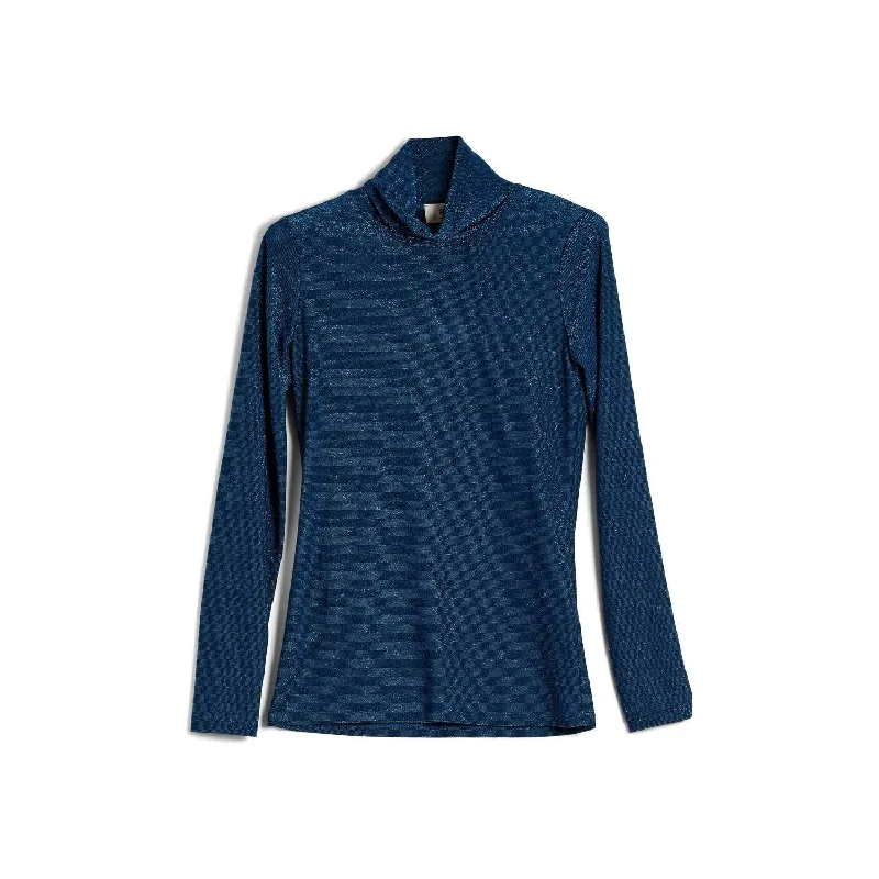 Cashmere Women Sweater with a Luxurious Soft TouchMetallic Turtleneck In Blue