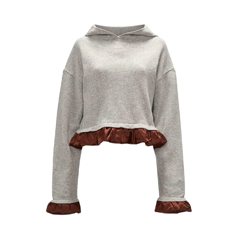 Mock - Neck Women Sweater for a Modern TwistSatin Trim Hoodie