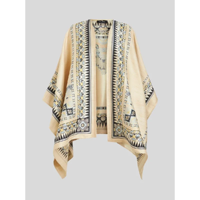 Oversized Women Sweater for a Cozy and Fashionable LookScarf Print Cape