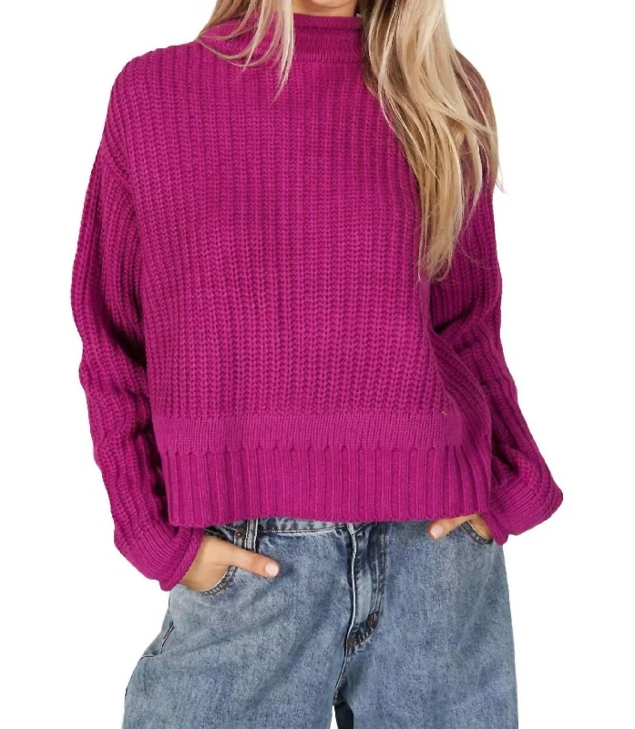 Hand - Knitted Women Sweater with Artisanal CharmSipping Sangria Sweater In Magenta