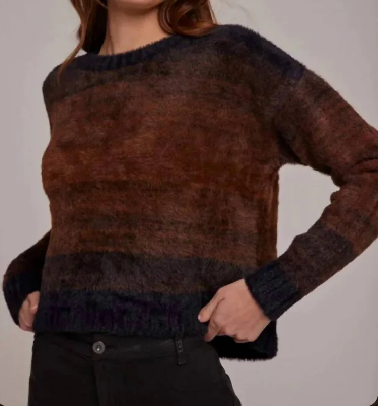 Hand - Knitted Women Sweater with Artisanal CharmSlouchy Sweater In Chocolate Ombre