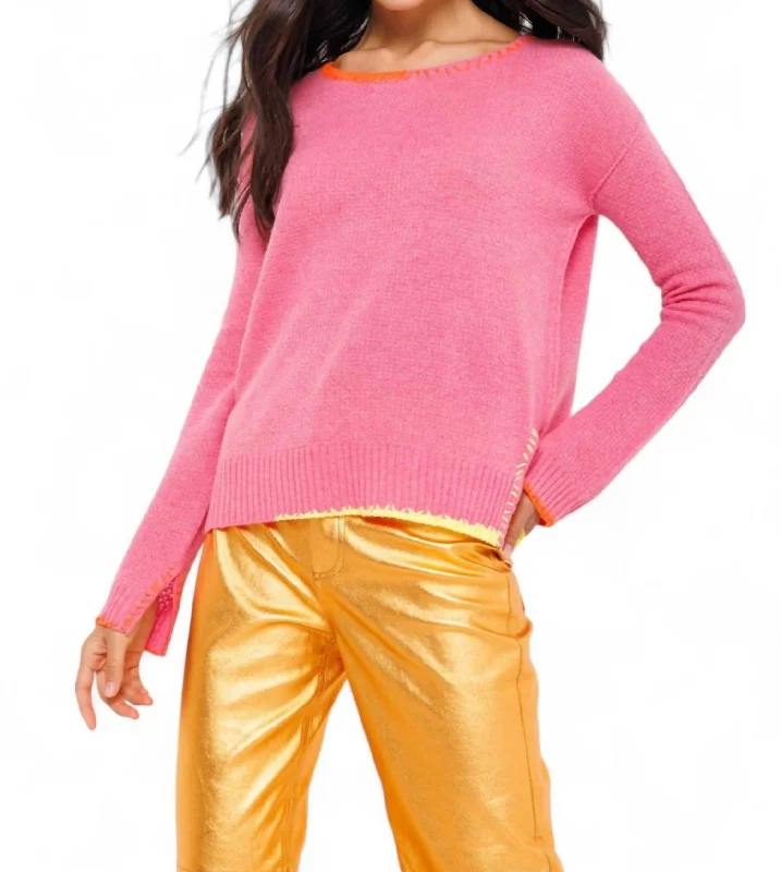 Color - Blocked Women Sweater for a Bold Fashion StatementSplit Decision Sweater In Pink Punch