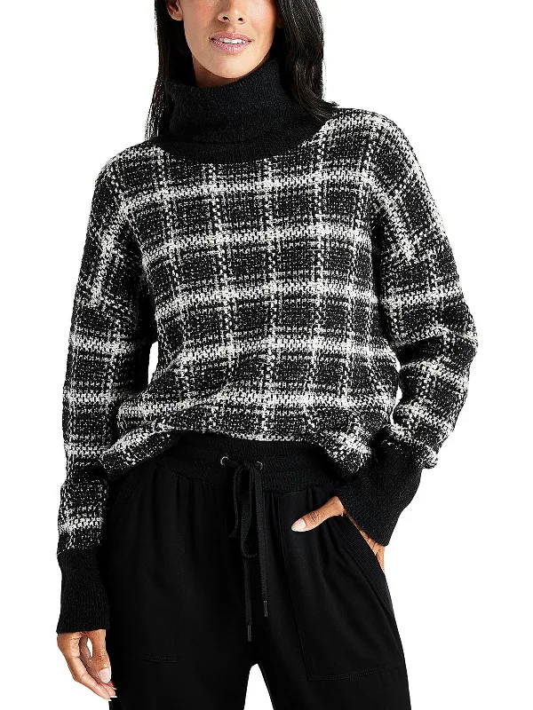 Plus - Size Women Sweater with a Flattering FitWomens Plaid Metallic Turtleneck Sweater