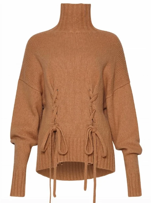 V - Neck Women Sweater to Elongate the NecklineWomen's Rhea Sweater In Camelc