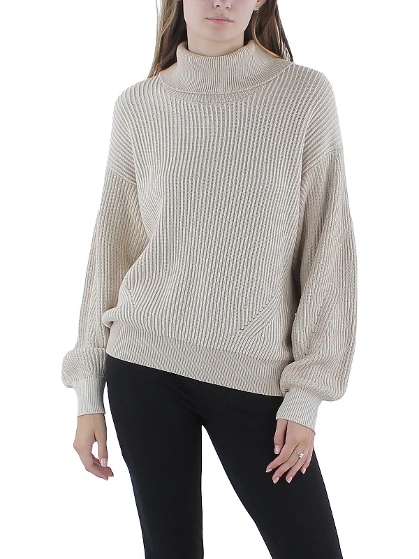 Mock - Neck Women Sweater for a Modern TwistWomens Ribbed Long Sleeve Turtleneck Sweater