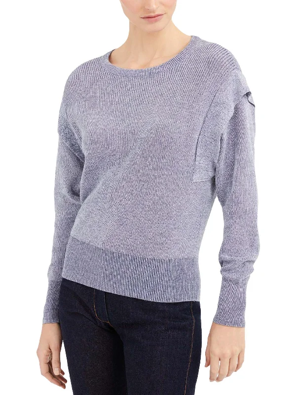 V - Neck Women Sweater to Elongate the NecklineWomens Ruffled Ribbed Knit Sweater