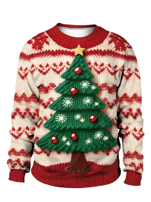 Mock - Neck Women Sweater for a Modern TwistWomen's  Stylish Snowman Christmas Tree Printing Sweater