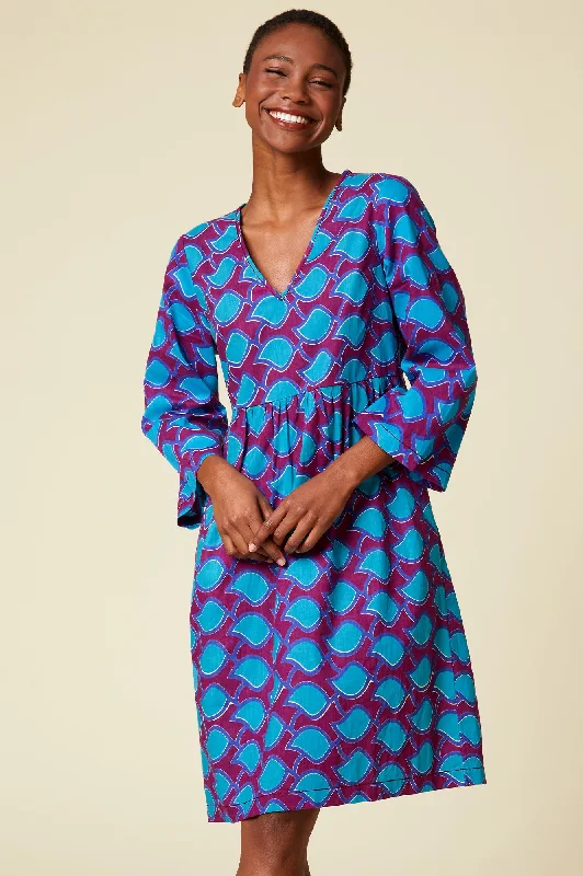 Printed Abstract Women Dress for a Modern and Artistic AppealAspiga Africa Zaidi Dress New | Purple/Blue