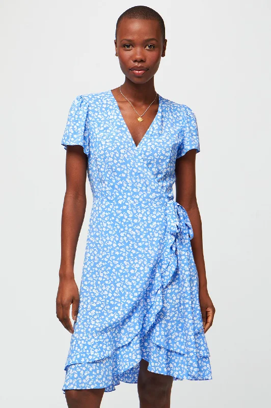 Strapless Women Dress with a Built - in Bra for Comfort and SupportChelsea Wrap Dress | Daisy Flower Blue