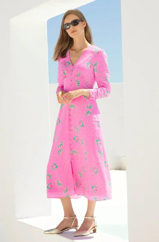 Ruffled Women Dress with Multiple Layers for a Playful and Girly StyleClaudia EcoVero™ Dress | Waterlily Pink