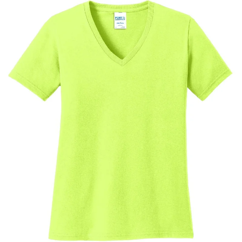 Pocketed Women T Shirt for Added FunctionalityCLOSEOUT - Port & Company Ladies Core Cotton V-Neck Tee