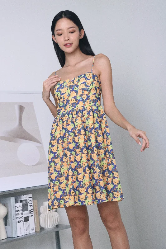 Empire Waist Women Dress to Accentuate the Bust and Conceal the WaistJesse Strappy Floral Bustier Dress Yellow