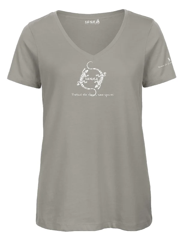 Embroidered Women T Shirt with Intricate DetailsOrganic Cotton V-Neck T Shirt - Ladies - 6 Colours