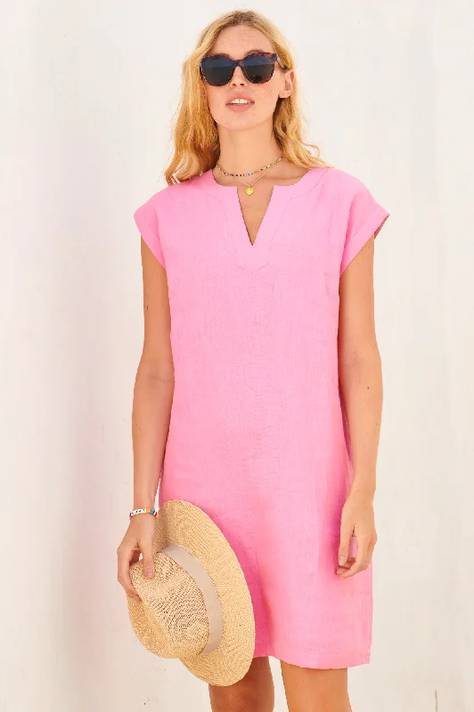 Pleated Women Dress with a Timeless and Elegant TextureDori Linen Dress | Pink