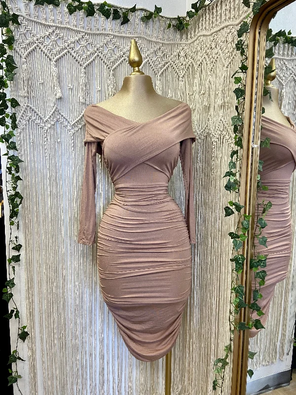 Lace - Embellished Women Dress for an Elegant and Sophisticated AppearanceDusty Mauve Cross Midi Dress