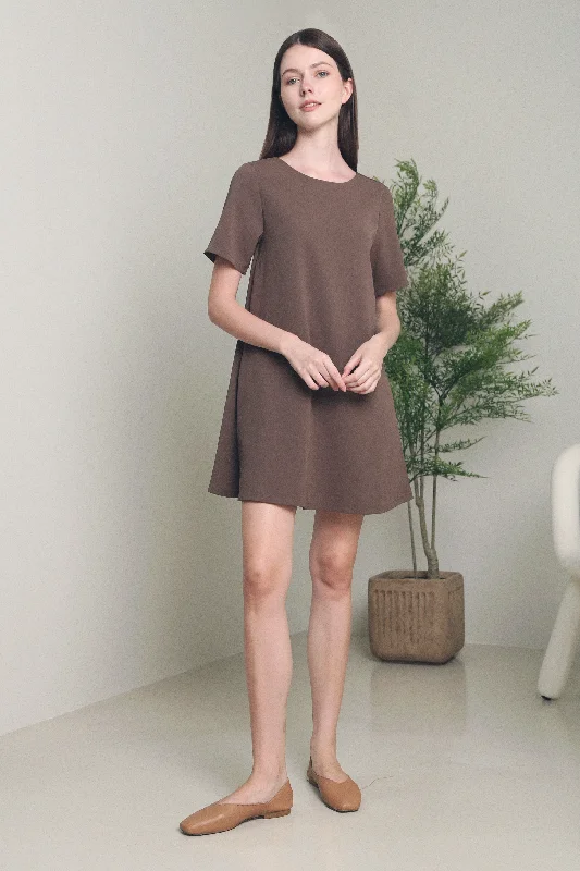 Mermaid - Style Women Dress with a Fitted Silhouette for Special OccasionsHaig Scoop Neck Shift Dress Brown