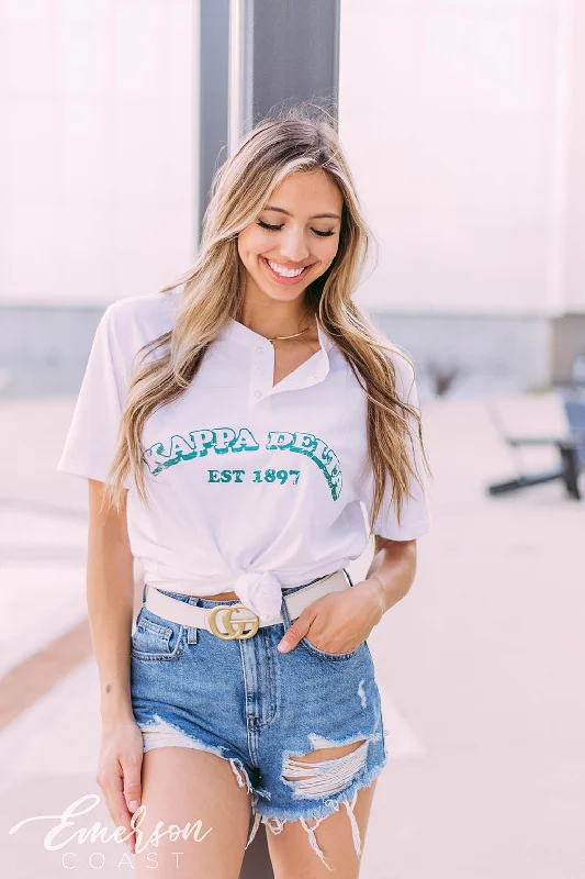 Striped Women T Shirt in a Classic PatternKappa Delta Green Recruitment Henley