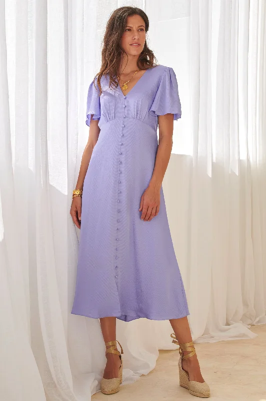 Shift Women Dress with a Simple and Classic Design for Everyday WearSally Anne Satin Dress | Lavender