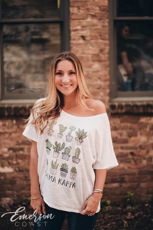 Graphic Print Women T Shirt for a Trendy StatementSigma Kappa Cactus Slouchy Tshirt