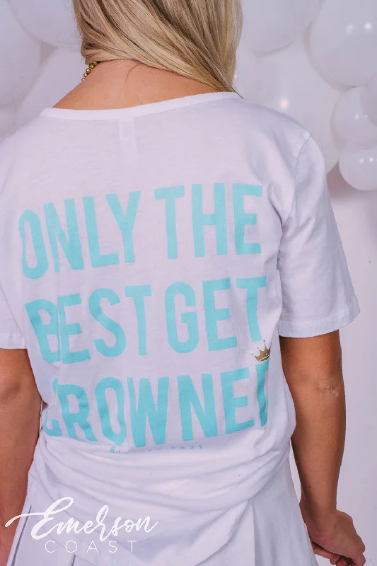 Pocketed Women T Shirt for Added FunctionalityZeta Only The Best Get Crowned Bid Day Notch Tee