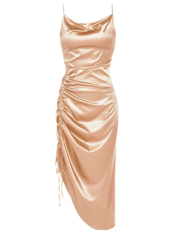 Strapless Women Dress with a Built - in Bra for Comfort and Support1960s Drawstring Spaghetti Strap Pencil Dress