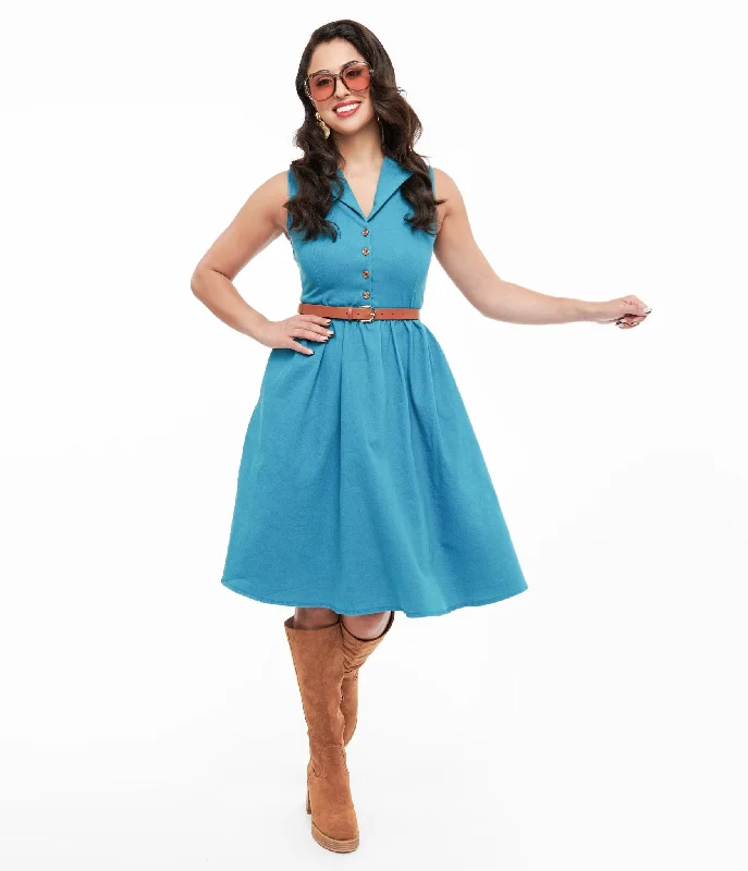 Shift Women Dress with a Simple and Classic Design for Everyday WearCollectif 1950s Blue Denim Lindy Bop Donda Dress