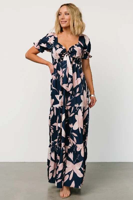 Off - the - Shoulder Women Dress for a Romantic and Feminine LookHilaria Maxi Dress | Navy + Blush