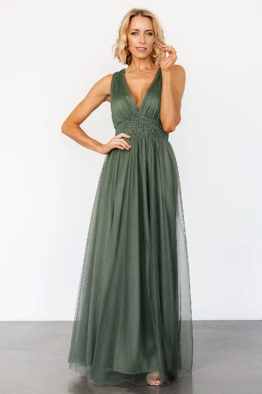 Ball Gown Women Dress with a Full Skirt for a Princess - like LookKamila Tulle Maxi Dress | Dark Sage