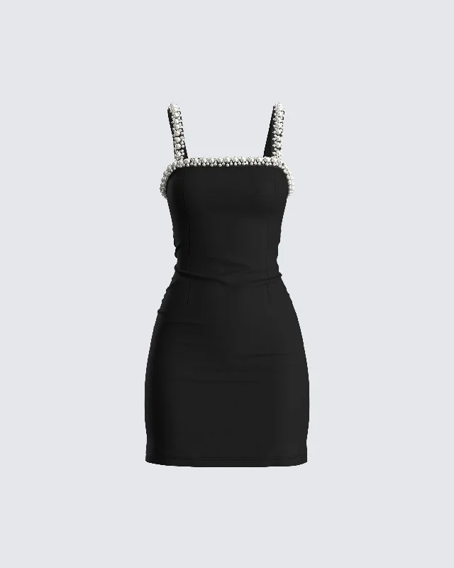 Off - the - Shoulder Women Dress for a Romantic and Feminine LookKiana Black Ponte Mini Dress