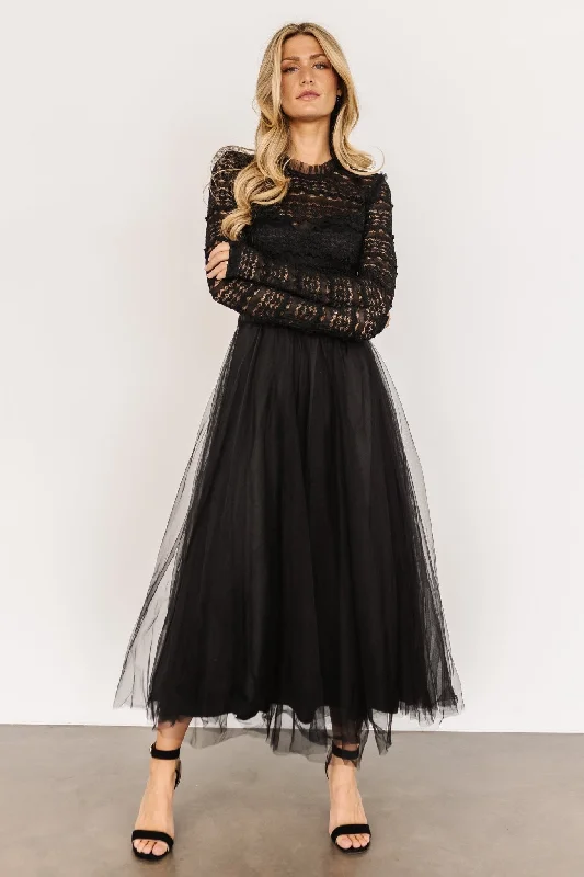 Off - the - Shoulder Women Dress for a Romantic and Feminine LookLonnie Tulle Dress | Black