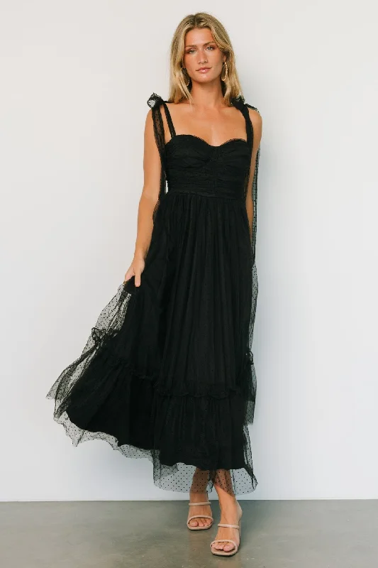 Ball Gown Women Dress with a Full Skirt for a Princess - like LookMavani Swiss Dot Tulle Maxi Dress | Black