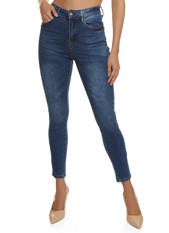 Distressed women jeans for a trendy and edgy lookWAX Cropped High Rise Skinny Jeans