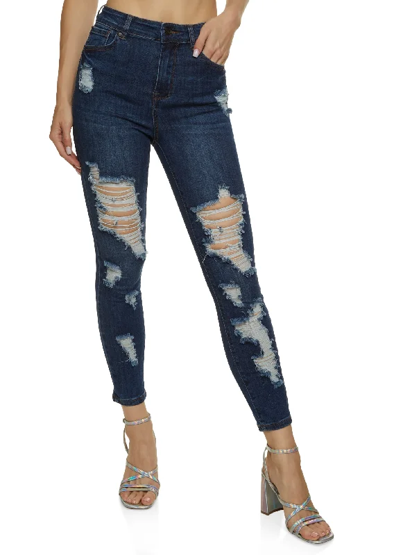 Stretch women jeans for enhanced mobility and comfortWAX Distressed Stretch Skinny Jeans