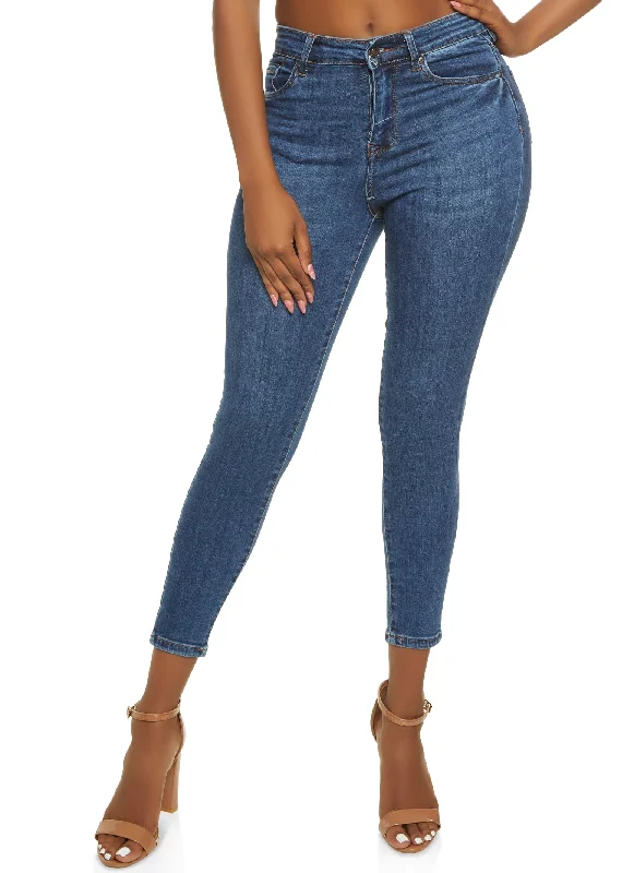 Straight - leg women jeans with a classic and timeless appealWAX High Rise Solid Cropped Skinny Jeans