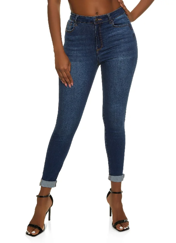 Light - wash women jeans for a fresh and summery appearanceWAX Whiskered Rolled Cuff Skinny Jeans