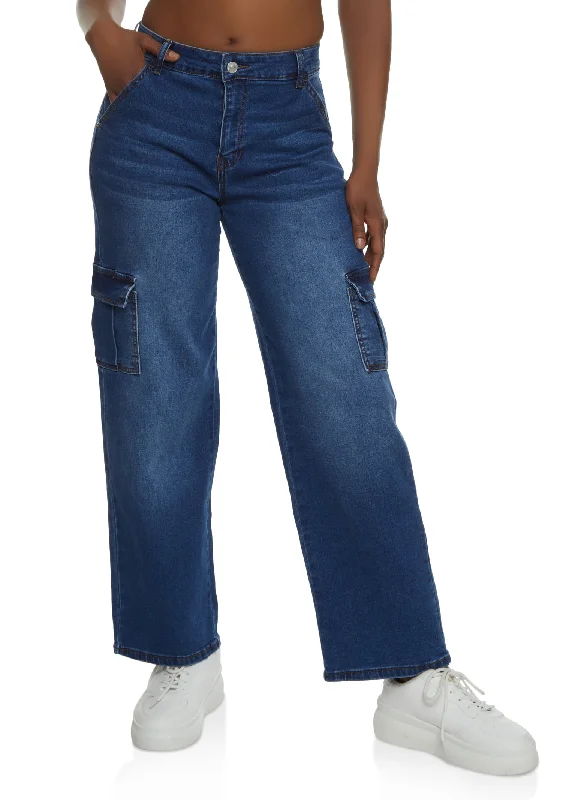 Ripped women jeans for a rebellious and fashion - forward styleWAX Whiskered Straight Leg Cargo Jeans