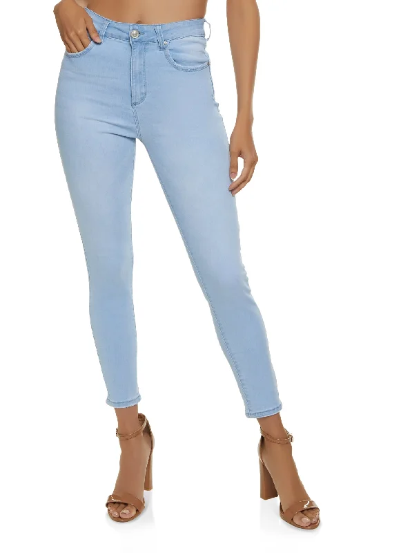 Ripped women jeans for a rebellious and fashion - forward styleWAX Solid High Waisted Skinny Jeans