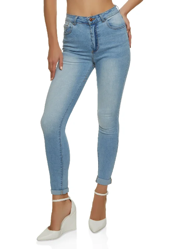 Wide - leg women jeans for a modern and relaxed vibeWAX Whiskered Rolled Cuff Skinny Jeans