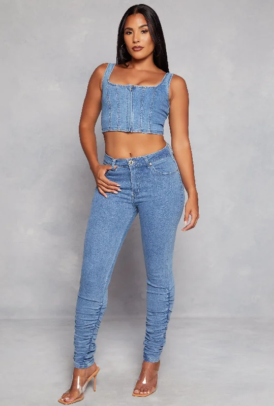 Ripped women jeans for a rebellious and fashion - forward styleStacked Skinny Jeans