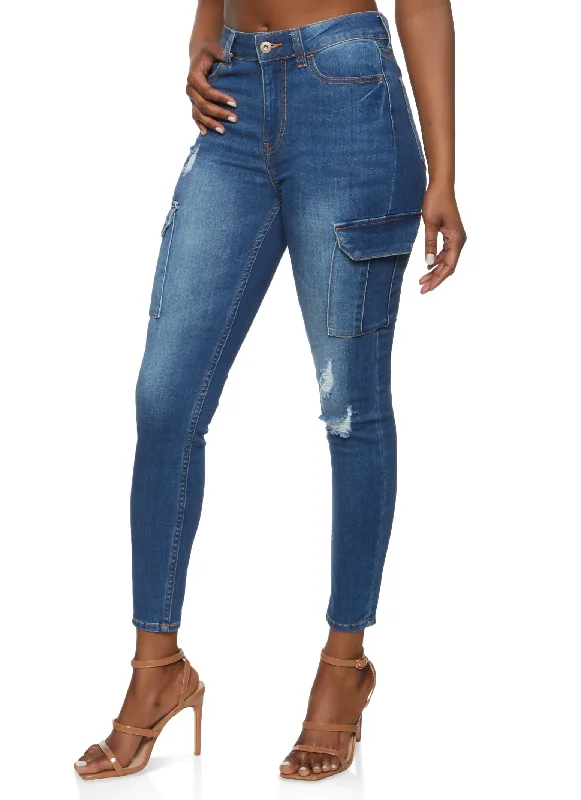 Plus - size women jeans for a comfortable and stylish fitWAX Cargo Pocket Skinny Jeans