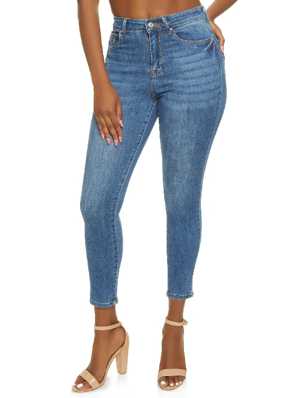 High - waisted women jeans for a flattering silhouetteWAX High Rise Solid Cropped Skinny Jeans