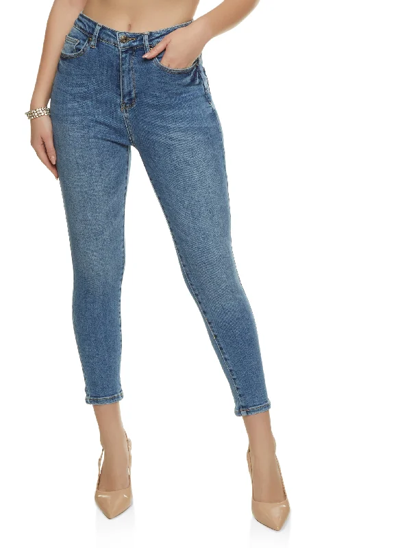 Embroidered women jeans with intricate patternsWAX Whiskered Cropped Skinny Jeans