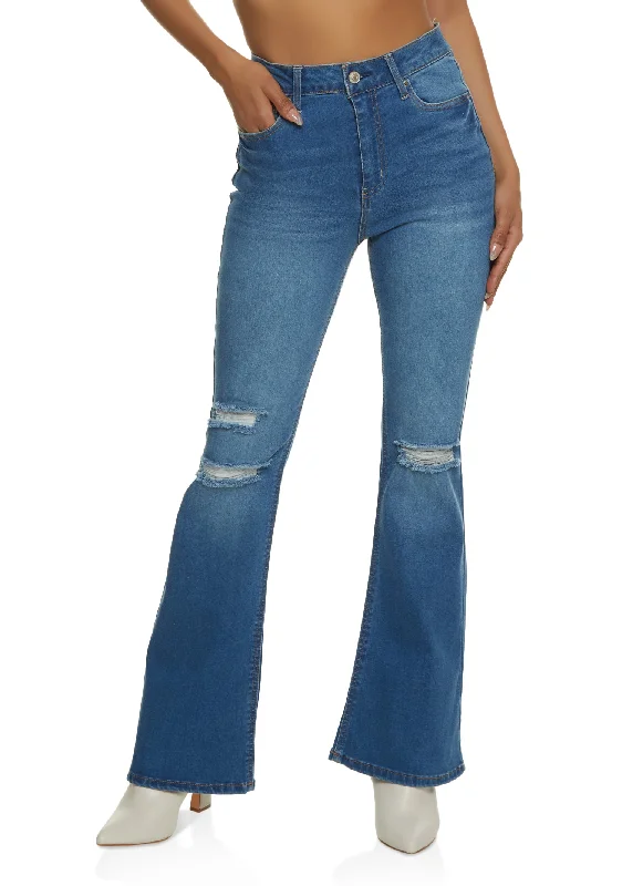 Acid - wash women jeans with a retro finishWAX Whiskered Flare Jeans