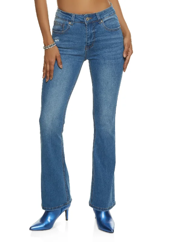 Cargo women jeans with multiple pockets for added functionalityWAX Whiskered High Waist Boot Cut Jeans